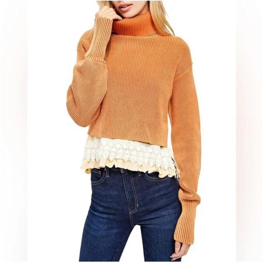 Free People cropped turtleneck sweater‎ orange